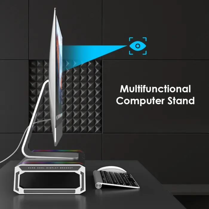 Laptop PC Monitor Stand Riser RGB Lights 4 USB Phone Holder Adjustable Height - Image 4