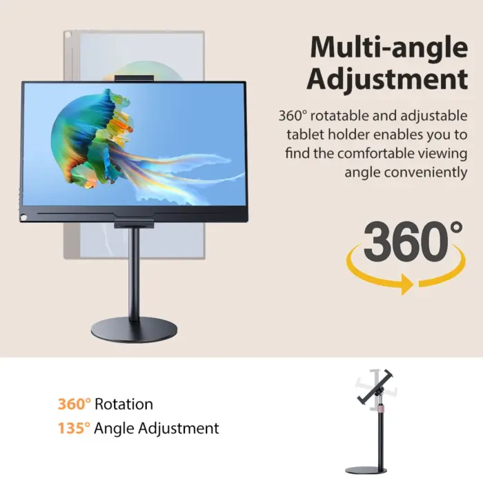 Adjustable device stand for Monitors & Tablets Compatible with 4.7”-17.3” - Image 4