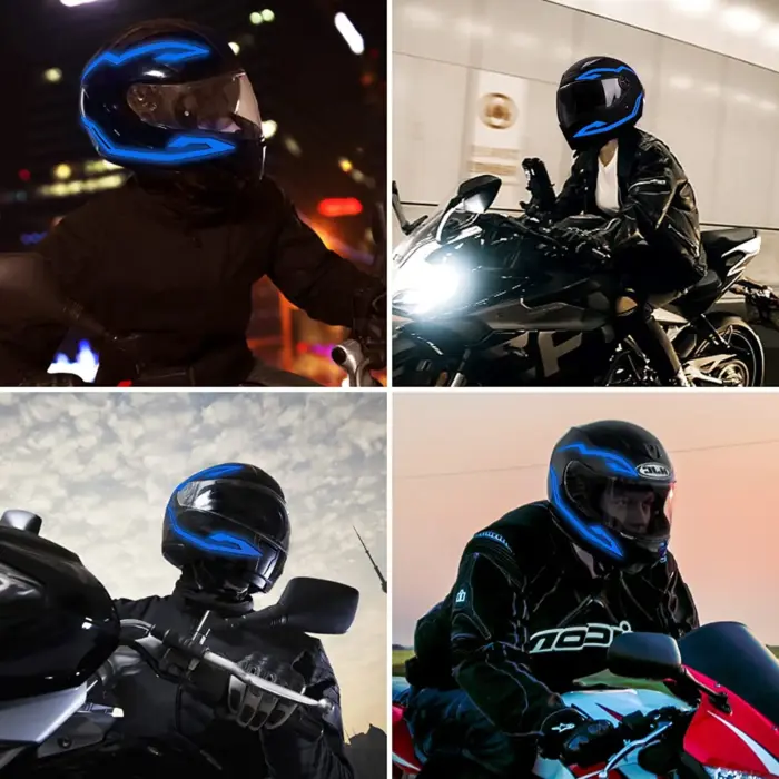 Motorbike Helmet LED Light Strip Decoration Accessories Kit with 3 Modes of LED Lights and USB Light for Night Riding Signal Helmet - Image 5