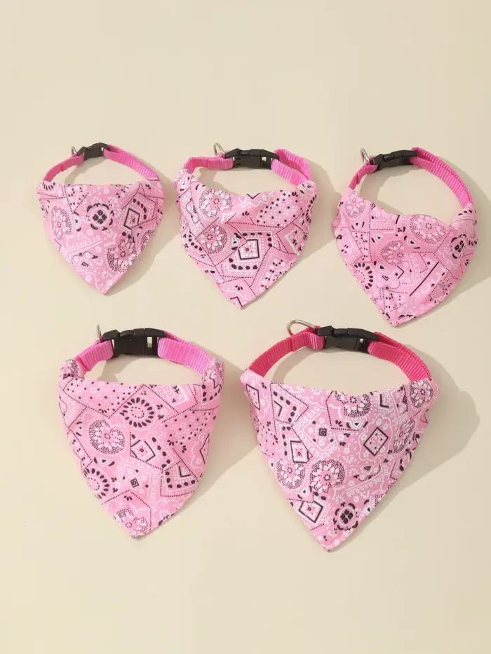 Pet Bandana Pattern Collar Bibs With Adjustable Triangle Shape & Buckle Cat Dog Neck Scarf 1pc - Image 2