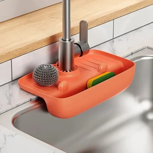 Water Collecting Pad Sponge Rag Steel Wool Gadget Storage Box for Home Silicone Sink Drain Rack Faucet Splash Proof