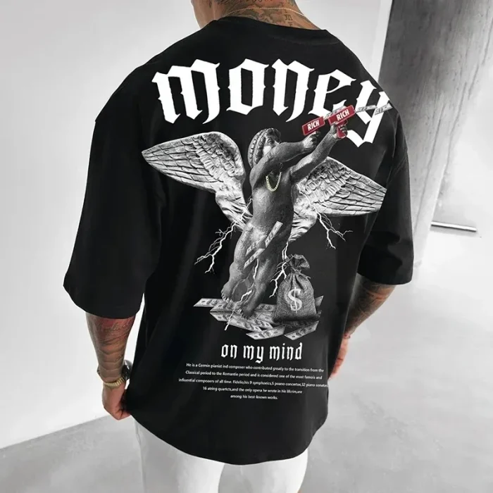 Money Angel Oversized Top Unisex O Neck Short Sleeve - Image 3