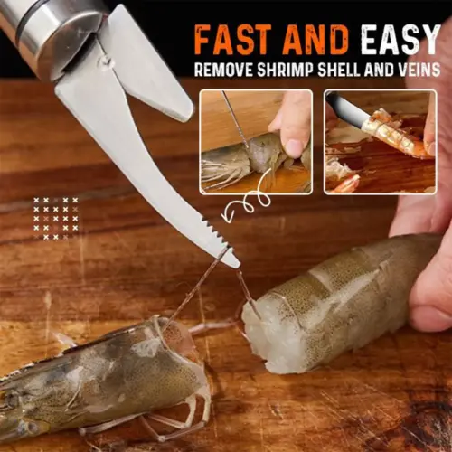 Stainless Steel Shrimp Line Cutting Scraping Digging Fish Scales Knife 6-in-1 Multipurpose Fast Shrimp Peeler Kitchen Tools