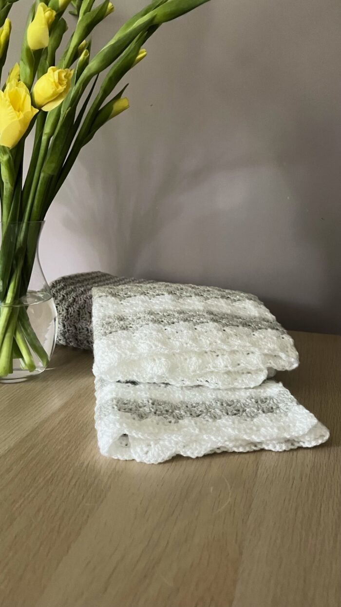 Grey & White 100% Acrylic Handmade Blanket