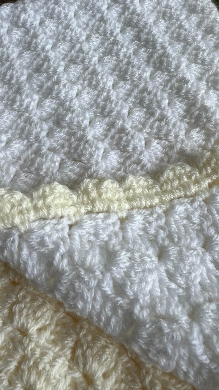 Cream & White Handmade Baby Blanket - Image 3